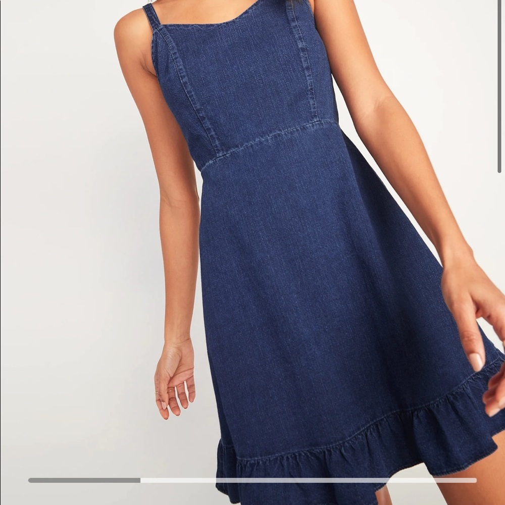 Denim Cami Ruffle-Hem Dress OLD NAVY